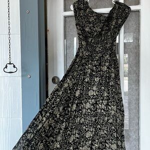 Free People Black and Cream One Shoulder Dress